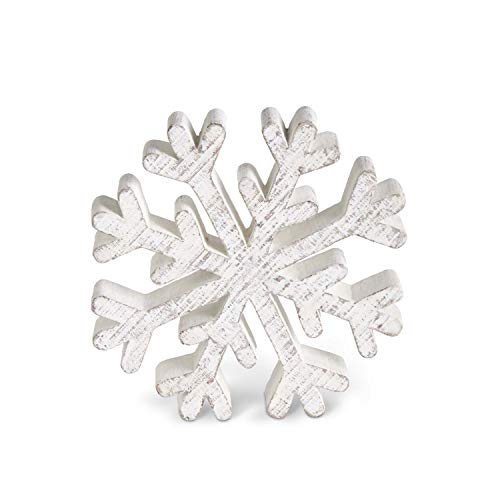 Set of 3 Small Whitewashed Wooden Snowflakes Home Decor