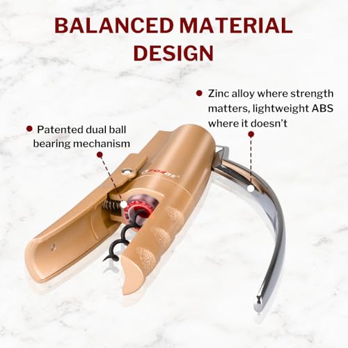 Compact Vertical Lever Corkscrew Wine Opener with Foil Cutter - Champagne Gold