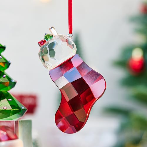 Crystal Christmas Stocking Ornament - 3.9-Inch Glass Tree Decoration