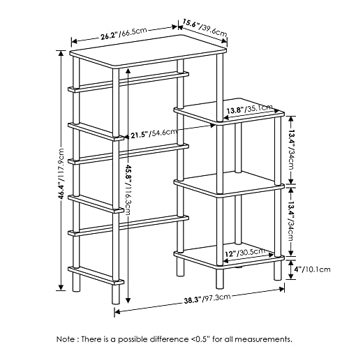Furinno Turn-N-Tube Toolless 4-Tier Coffee Bar with Mini-Fridge Space - French Oak Grey/Black