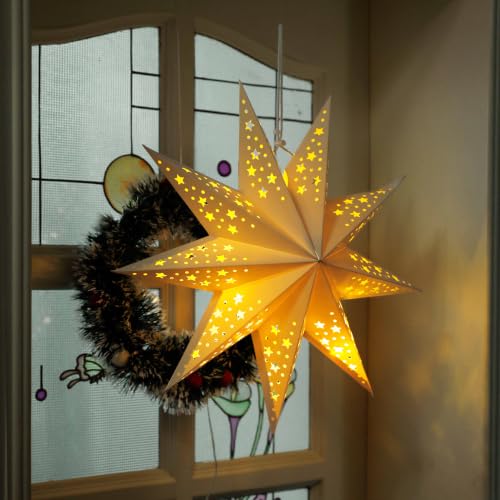 JINYEAH White Paper Star Lantern 3pcs 17.7in Foldable Christmas Lampshade