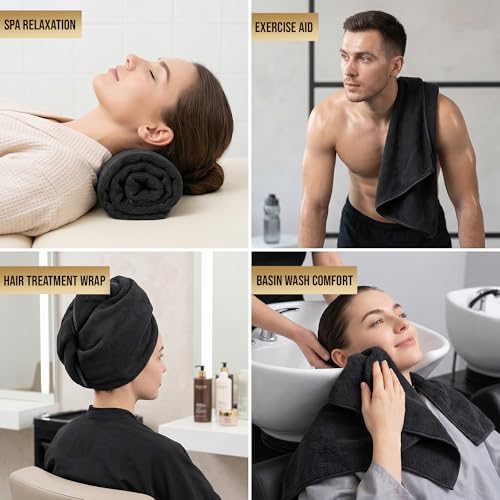 Utopia Towels Microfiber Bleach Safe Salon Towels 24 Pack, 16x27 Black