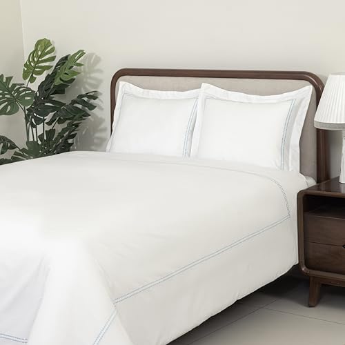 100% Cotton Sateen Embroidered Duvet Cover Set with 2 Pillow Shams