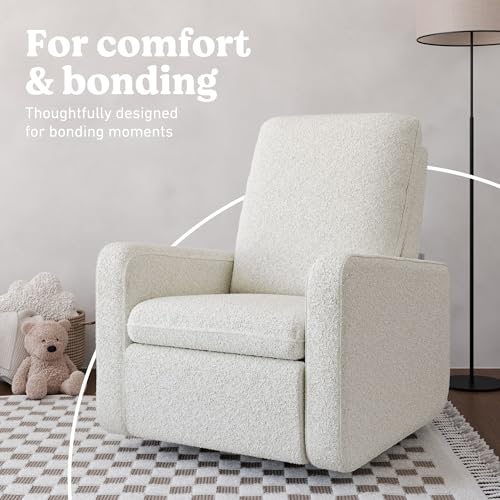 Power Recliner Swivel Glider Nursery Chair, Ivory Bouclé with USB Charging
