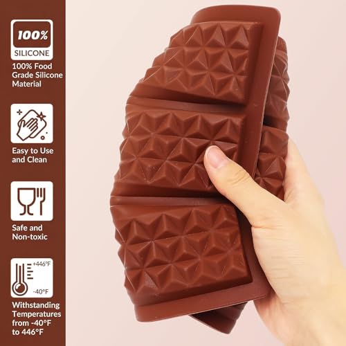 KINYFY 1 Pc Diamond Break-Apart Chocolate Mold Silicone Baking Bar for Candies & Energy Bars