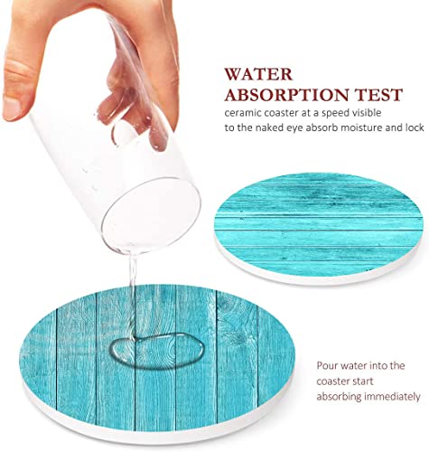 Ceramic Drink Coasters Set of 6 with Cork Non-Slip Base & Metal Holder
