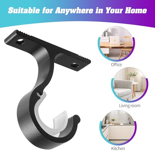 Heavy Duty Ceiling or Wall Mount Curtain Rod Brackets for 1 Inch Rods
