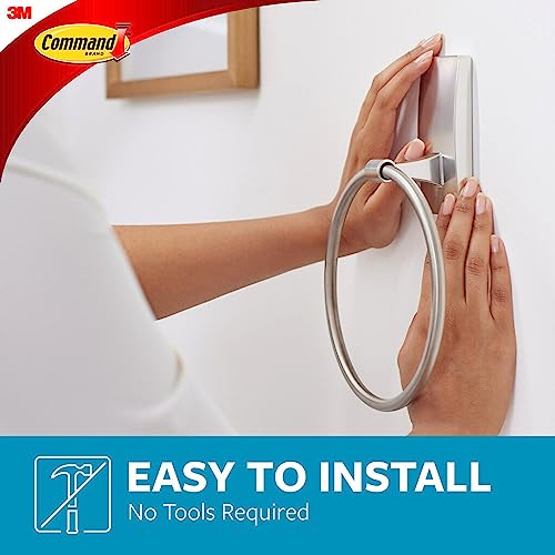 Command Satin Nickel Bathroom Hand Towel Ring with Adhesive Strips