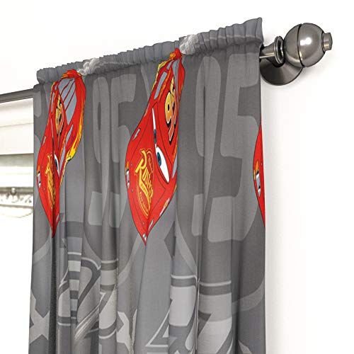 Kids Race Car Bedroom Curtains 63-Inch Window Drapes with Tiebacks 4-Piece