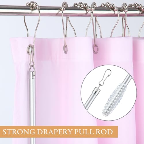 6-Pack 46-Inch Metal Curtain Pull Wand Set with Rings and Hooks