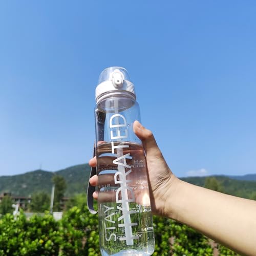 32oz Motivational Water Bottle with Time Marker & Straw