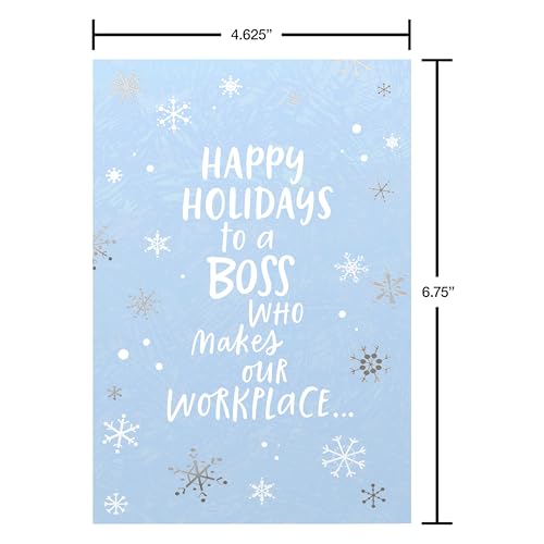 American Greetings Christmas Thank You Card for Boss Snowflakes with Lights - Holiday Appreciation