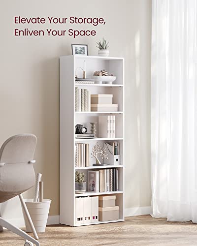 6-Tier Open Bookshelf - Adjustable Storage Shelves for Living Room & Office