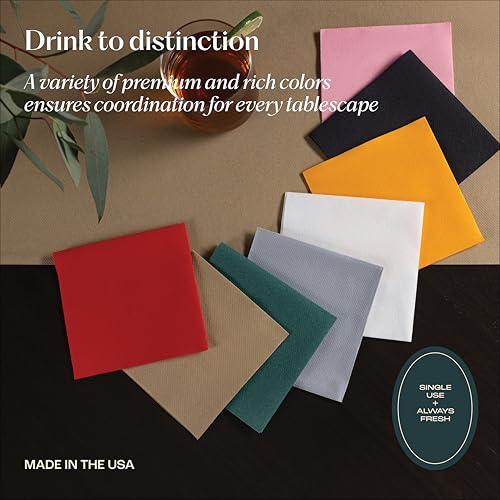 Servietto Brown Linen-Feel Disposable Cocktail Napkins 200-Pack 5" x 5"