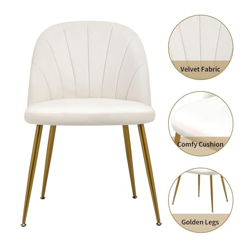 Set of 4 Velvet Dining Chairs, Mid-Century Modern Upholstered Kitchen Chairs