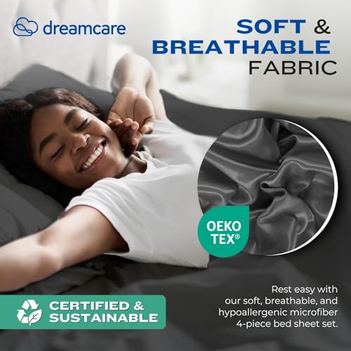 DREAMCARE King Size Sheet Set - 21 Inch Extra Deep Pocket Bedding