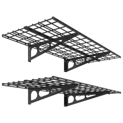 2-Pack 2x4ft Wall Mounted Garage Storage Racks 600 lbs Capacity