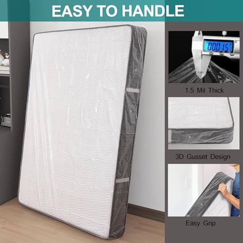 Mattress Bag for Moving - Waterproof Plastic Protector Cover, Twin/Full Size