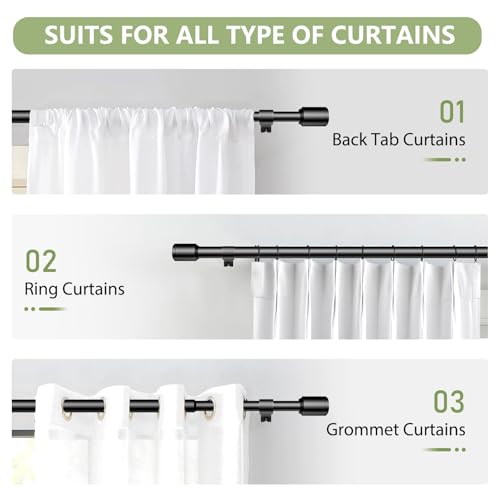 Edidonson Adjustable Black Curtain Rods 30-90 Inch Spliced Window Rod