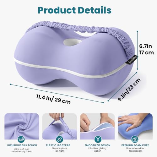 Memory Foam Knee Pillow for Side Sleepers - Pain Relief & Spine Alignment