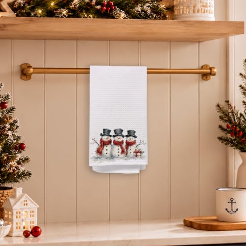 Christmas Snowman Hand Towels for Kitchen & Bathroom 16x24 - Holiday Decor