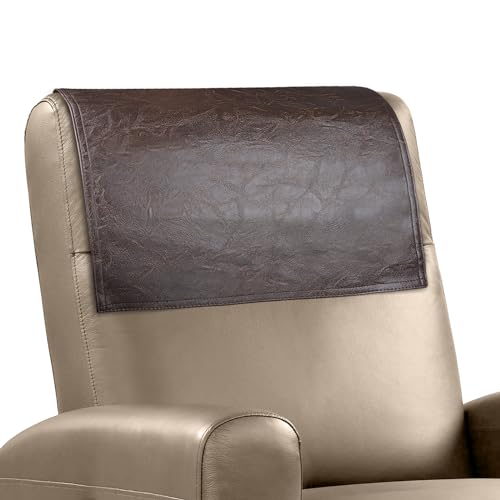 Faux Leather Recliner Headrest Protector Cover - 17x27in
