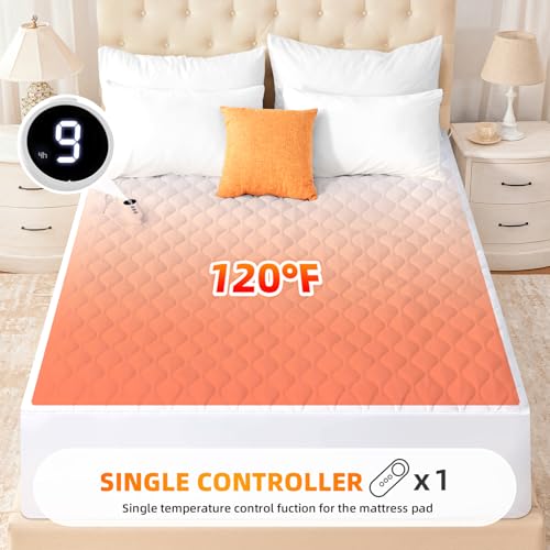 Heated Mattress Pad Full Size with 9 Heat Settings & Timer