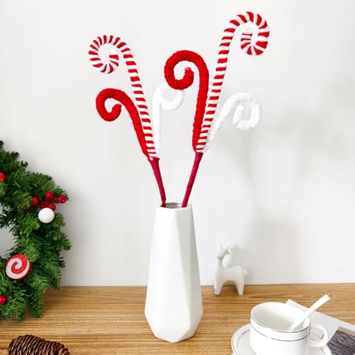 Cherica Red Candy Cane Christmas Decorations - 6 Pcs 17-Inch Tree Picks for Holiday Decor