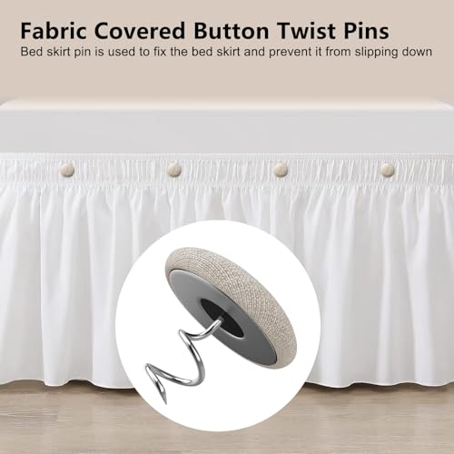 Linen Covered Twist Pins for Bed Skirts - 12 Pack Light Brown