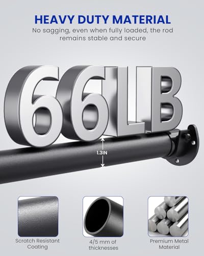 Adjustable Metal Closet Rod for Hanging Clothes 17 to 84 Inches Heavy Duty