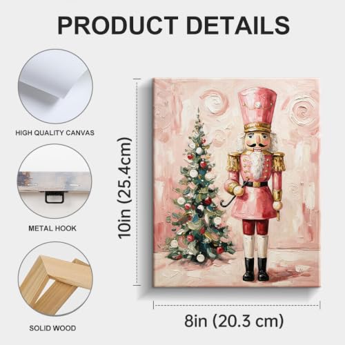 BIQRP Pink Nutcracker Christmas Tree Canvas Wall Art - Nutcracker3