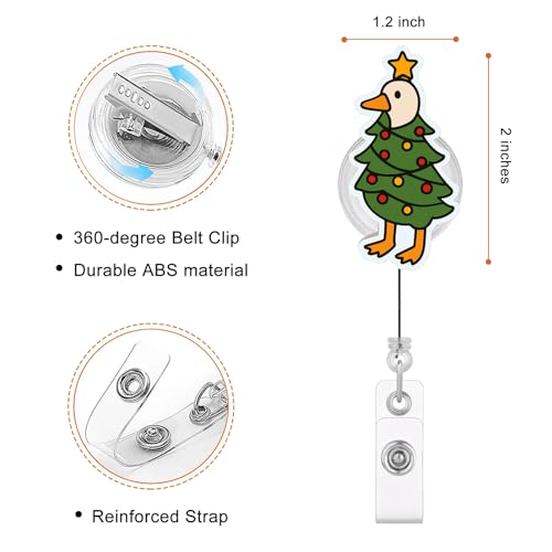 Tree Goose Christmas Badge Reel – Jarolydian Retractable ID Holder, Funny Goose Design