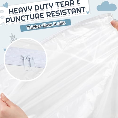 Crib Mattress Storage Bag | Waterproof Plastic Zipper Seal, 52.5x28x6.5 in