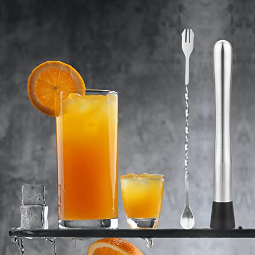 2-Piece Stainless Steel Cocktail Muddler and Mixing Spoon Set
