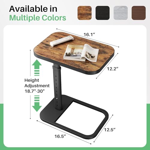 Adjustable C-Shaped End Table - 9-Level Height Side Table for Couch