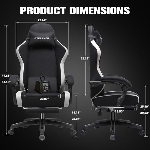 Ergonomic Gaming Chair with Retractable Footrest and Lumbar Support