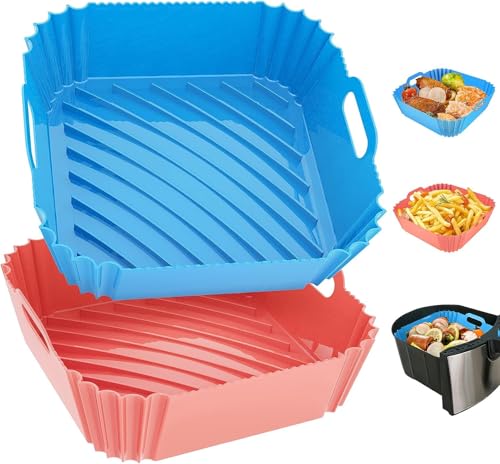 Square Silicone Air Fryer Liners - 7.1 Inch Reusable Non-Stick Basket Mat