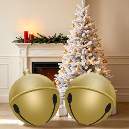 2PCS Giant Christmas Inflatable Ornaments Balls, 24IN PVC Large
