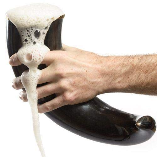 Large Viking Drinking Horn Tankard – 20oz Handcrafted Ox Horn Beer Mug