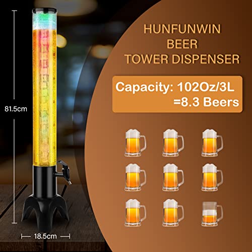 Jyyuehai 100oz/3.2 Qt Beer Dispenser Tower with Ice Tube & LED Light, 1pcs – Tabletop Beverage Tower