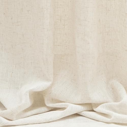 Natural Linen Semi Sheer Curtains 84 Inches Long - 2 Panel Set (50" x 84")