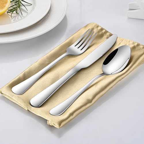 8-Inch Stainless Steel Dinner Forks Set - Dishwasher Safe Silverware (8 Pack)