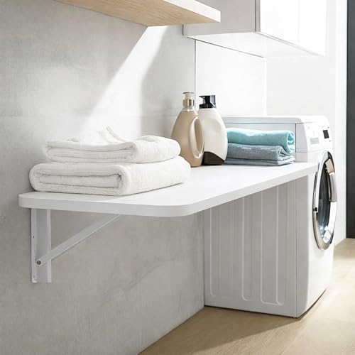 Wall Mounted Folding Table, 40" x 20" Wooden Laundry Folding Desk