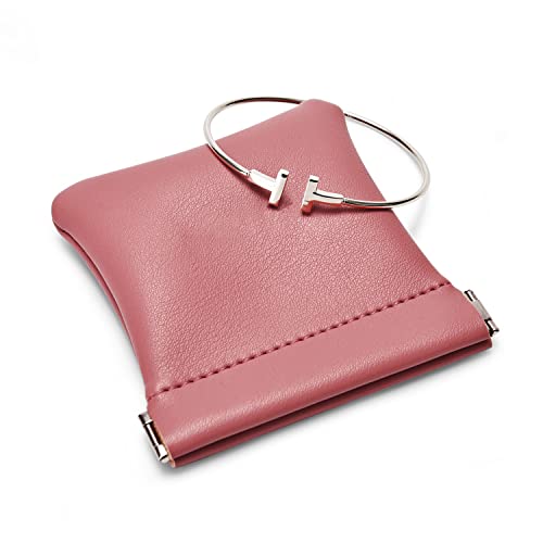 Woodten Large Pink PU Leather Travel Jewelry Pouch 4.21x4.33 inch