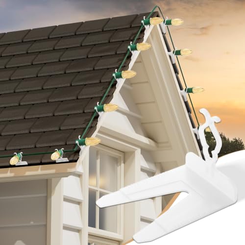 200 Pack Outdoor Christmas Light Clips for C7 C9 String Lights - Weatherproof Gutter & Shingle Holders