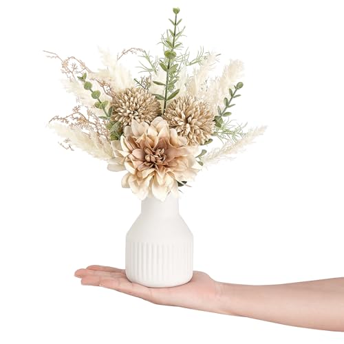 12.5" Faux Flower Arrangement in Ceramic Vase for Home Decor