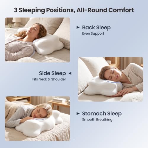 Cooling Memory Foam Cervical Neck Pillow for Sleep - Dual-Height Design