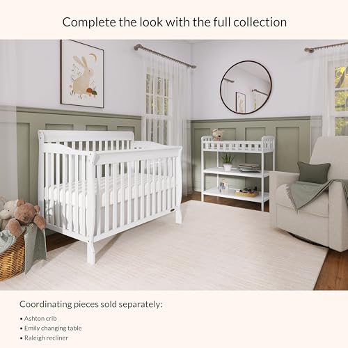 Wooden Baby Changing Table with 2 Storage Shelves & Safety Pad - White