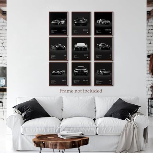 Vintage Racing Car Canvas Wall Art Prints 8x10 Inch 9-Piece Set