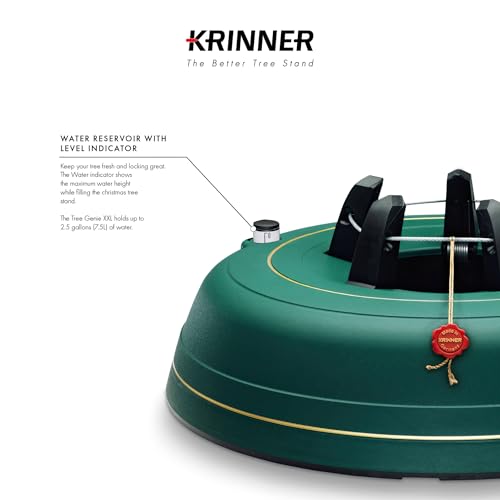 Krinner Christmas Tree Genie XXL Stand - Green, 12 ft Live Tree, Foot Pedal & Water Level Indicator - Standard Variation